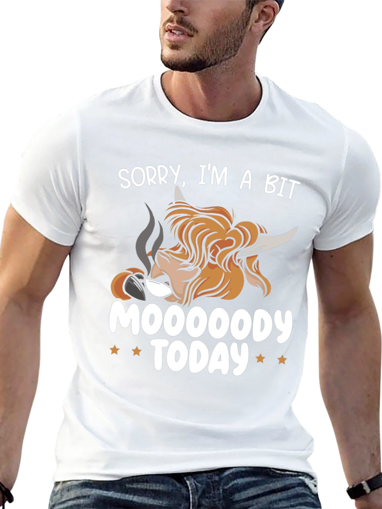 Moody Highland Cow Graphic T-Shirt