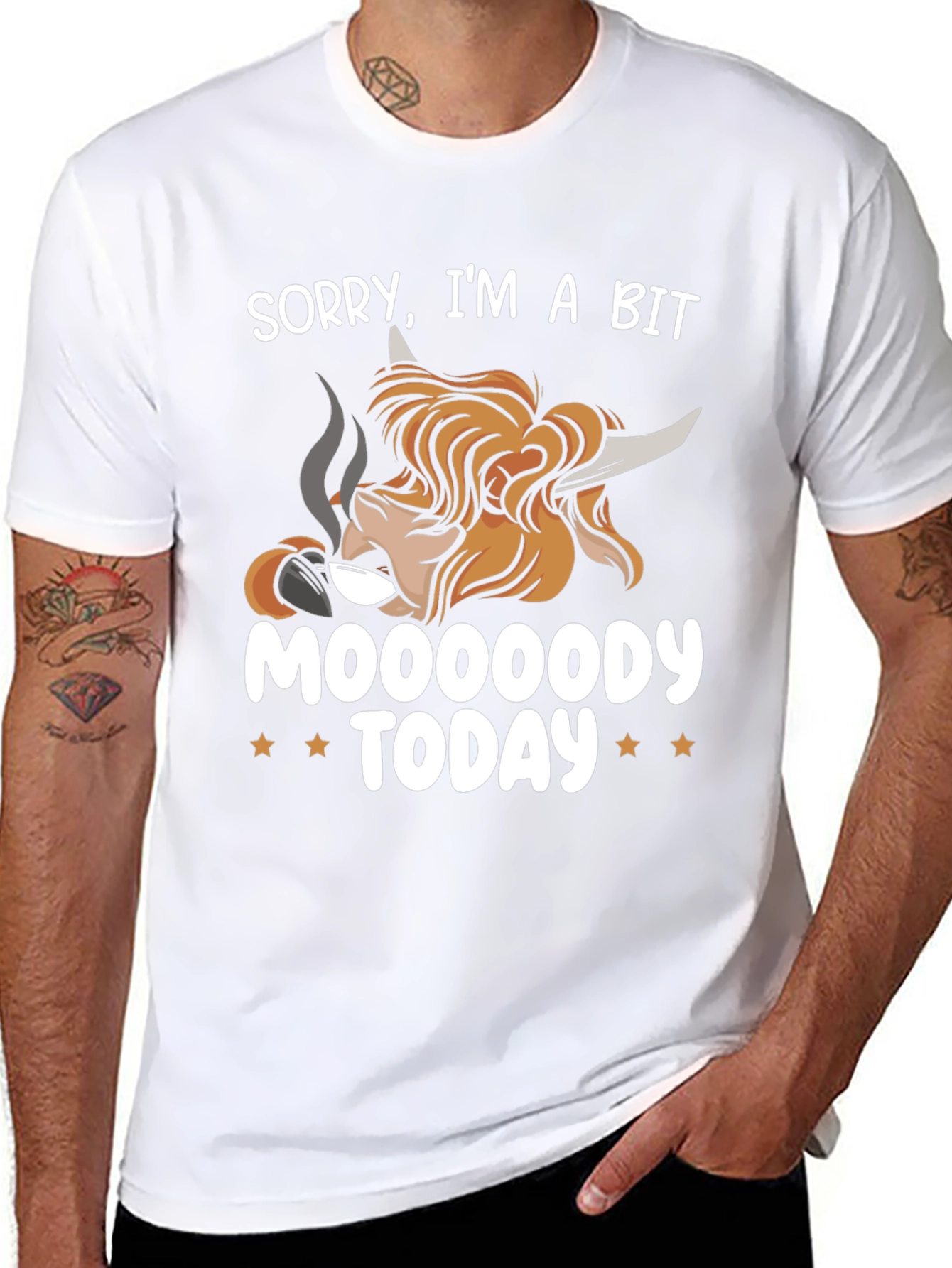 Moody Highland Cow Graphic T-Shirt