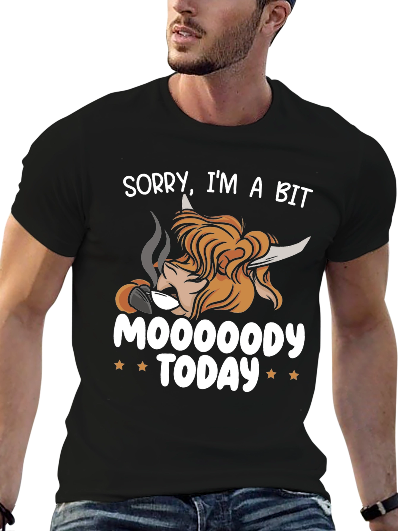 Moody Highland Cow Graphic T-Shirt