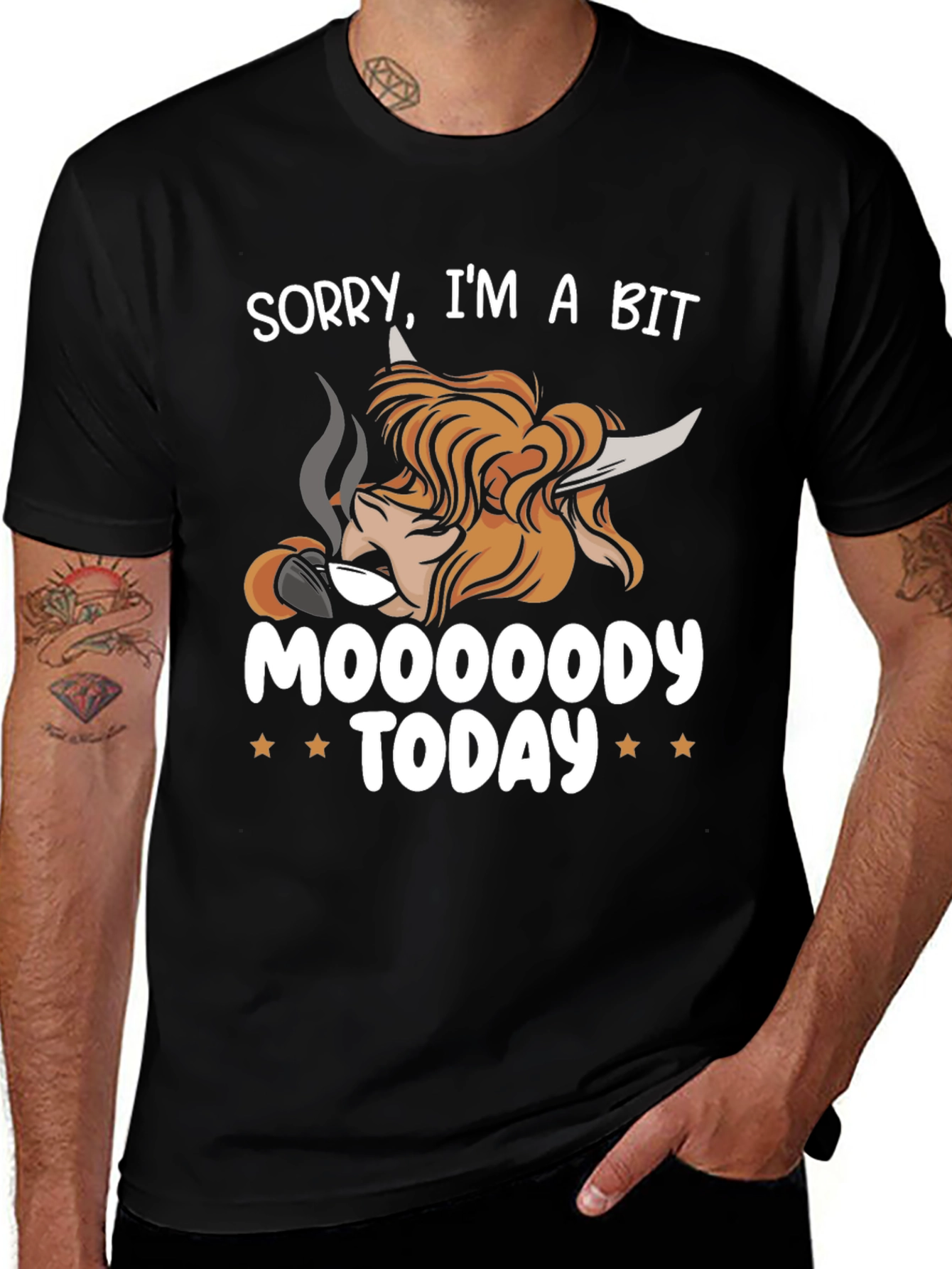 Moody Highland Cow Graphic T-Shirt