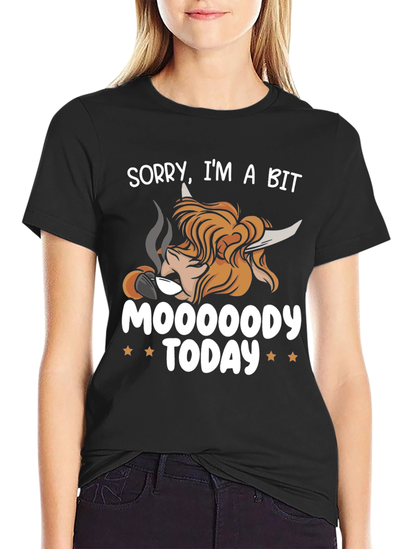 Moody Highland Cow Graphic T-Shirt