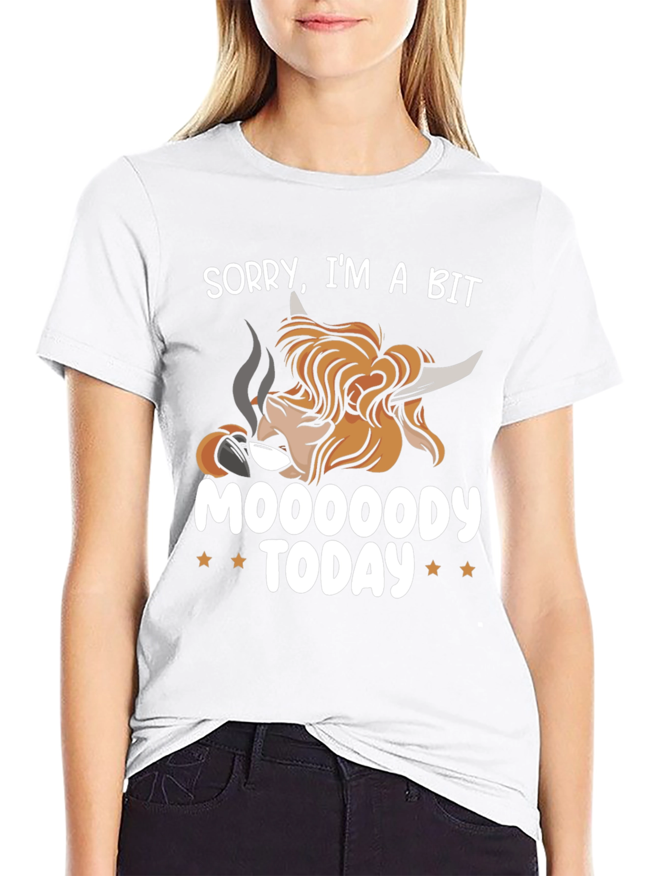 Moody Highland Cow Graphic T-Shirt