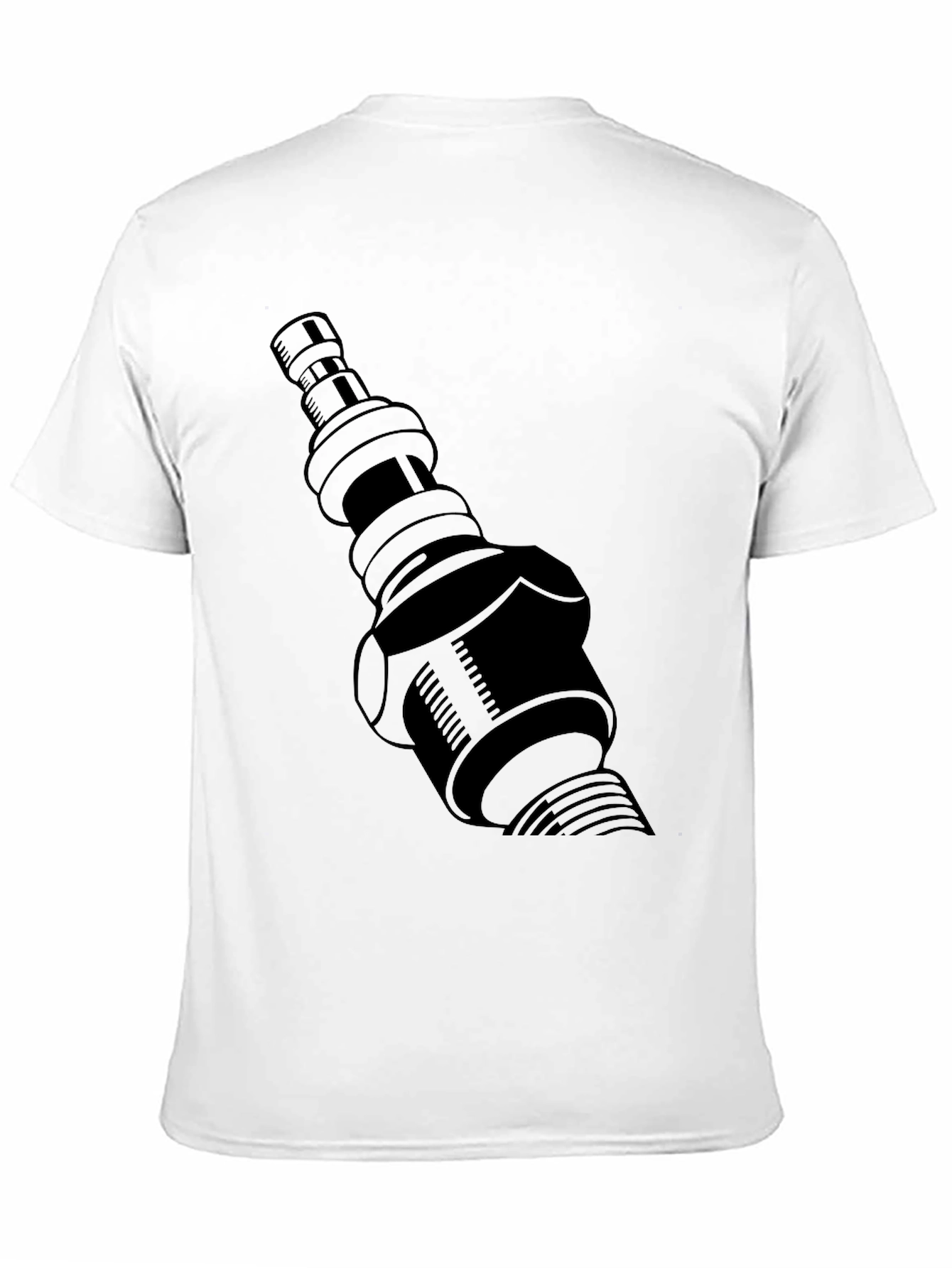 Black T-Shirt with Spark Plug Graphic