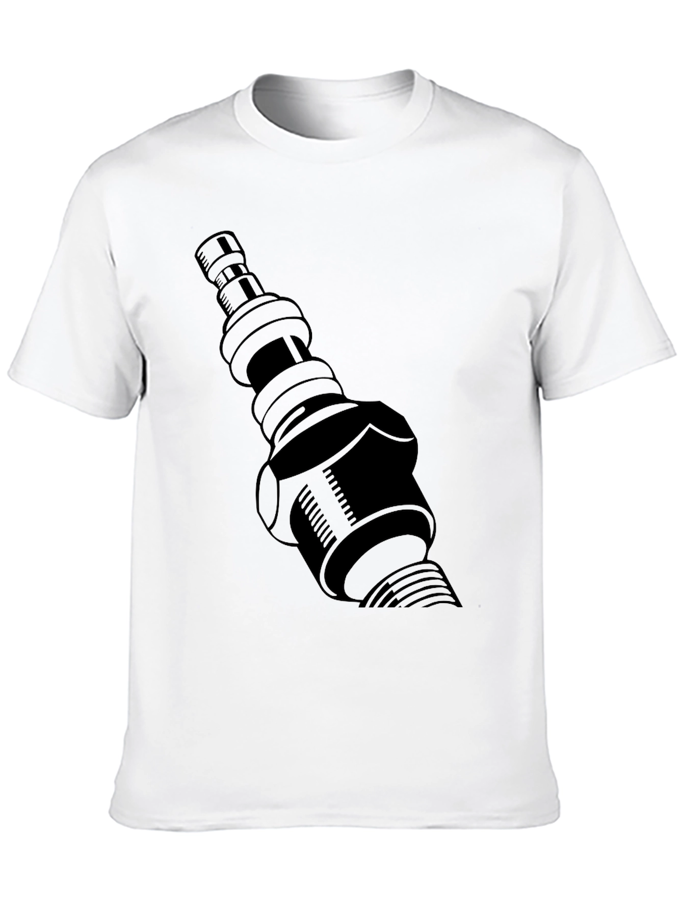 Black T-Shirt with Spark Plug Graphic