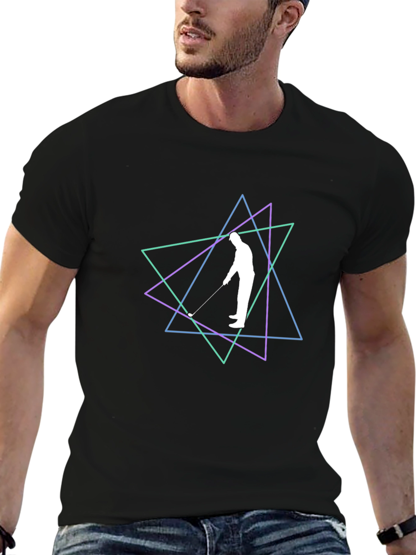 Geometric Golfer Graphic Tee - Stylish Casual Wear