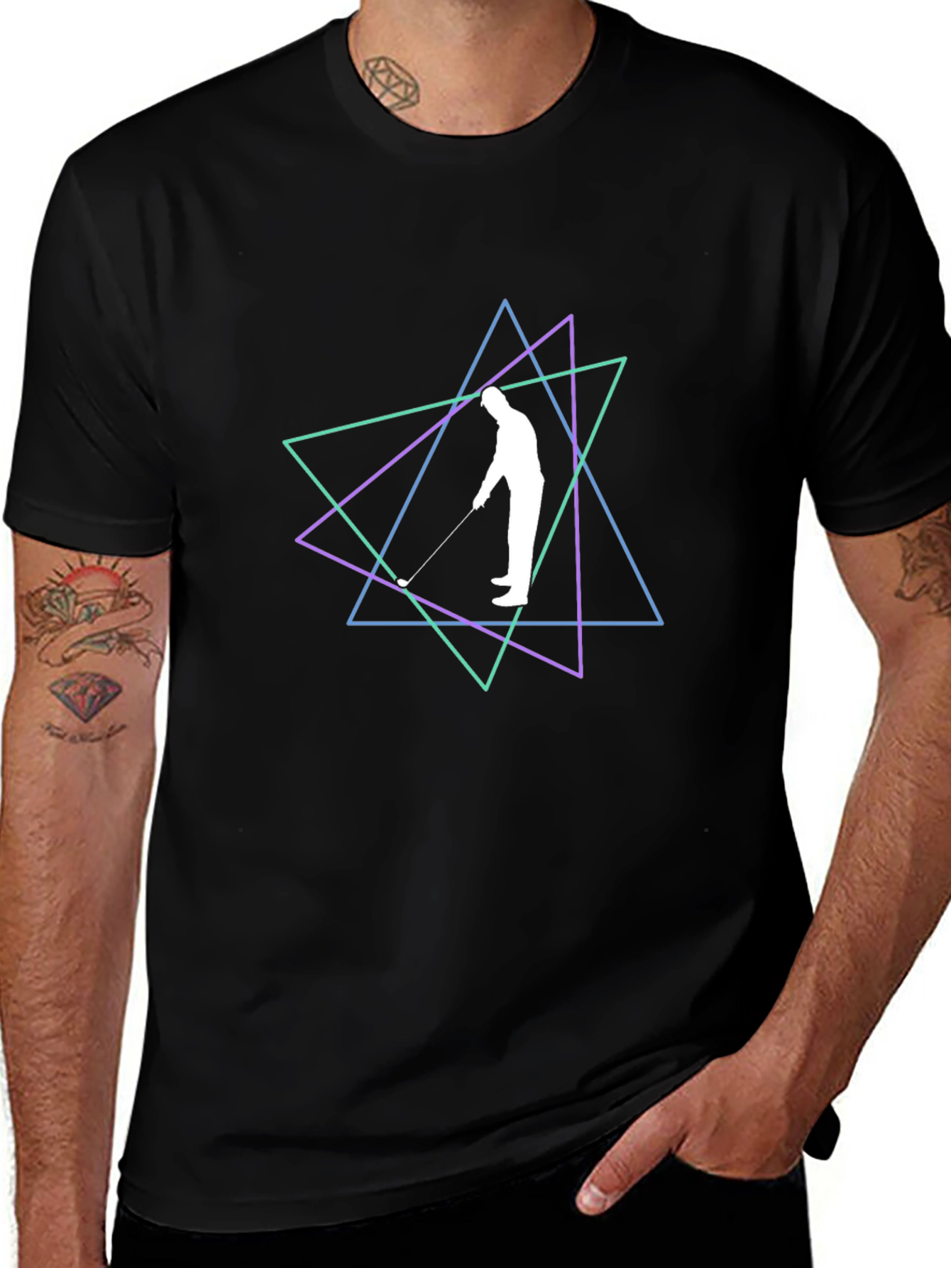 Geometric Golfer Graphic Tee - Stylish Casual Wear