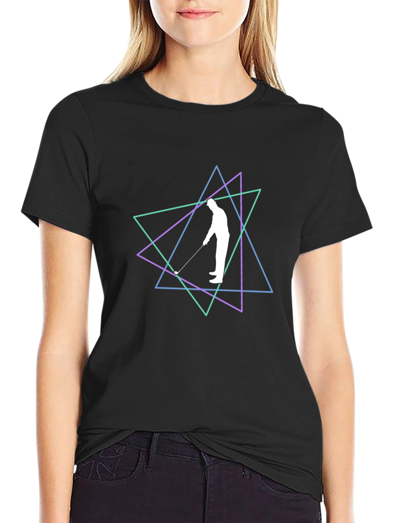 Geometric Golfer Graphic Tee - Stylish Casual Wear