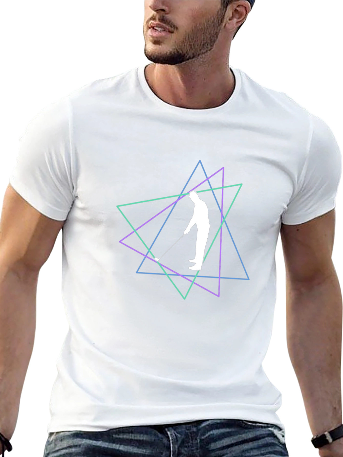 Geometric Golfer Graphic Tee - Stylish Casual Wear