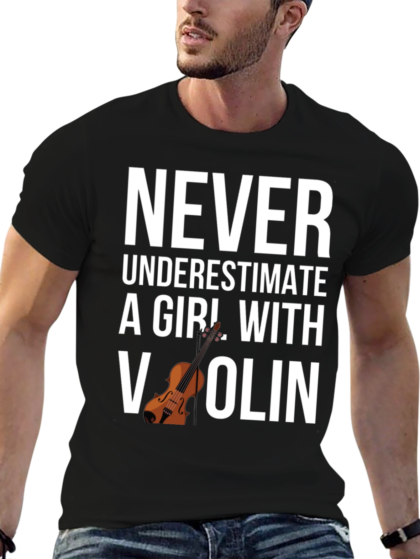 Never Underestimate a Girl with a Violin T-Shirt