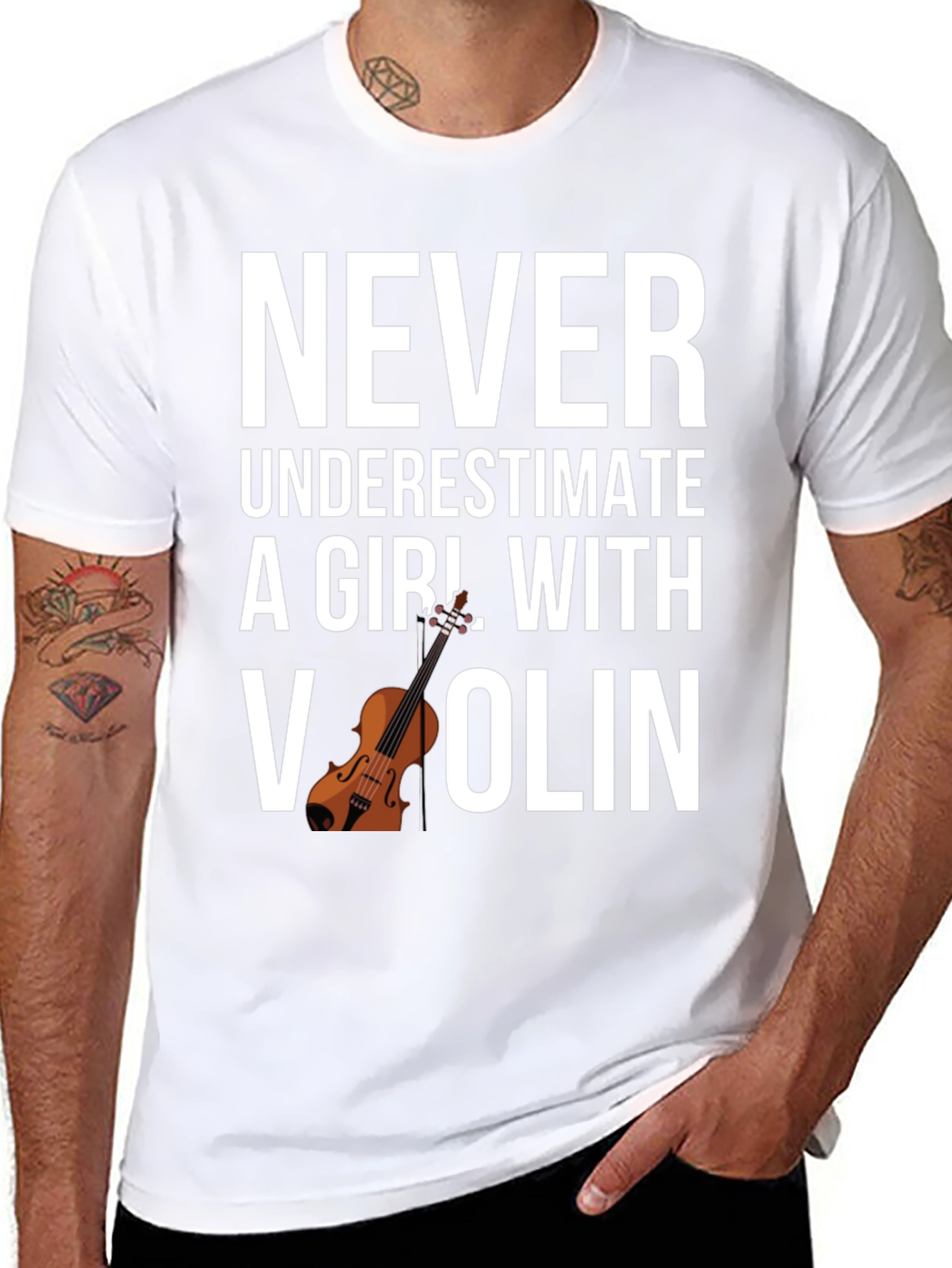 Never Underestimate a Girl with a Violin T-Shirt