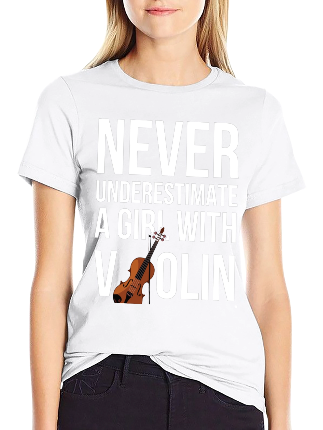 Never Underestimate a Girl with a Violin T-Shirt
