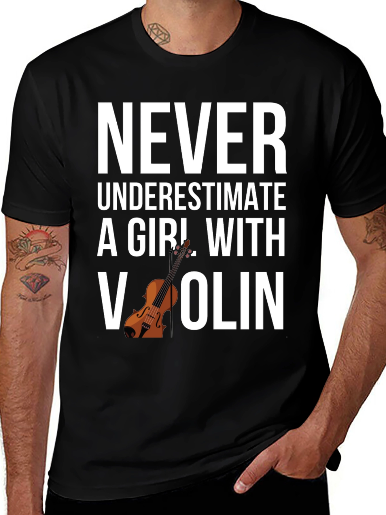 Never Underestimate a Girl with a Violin T-Shirt