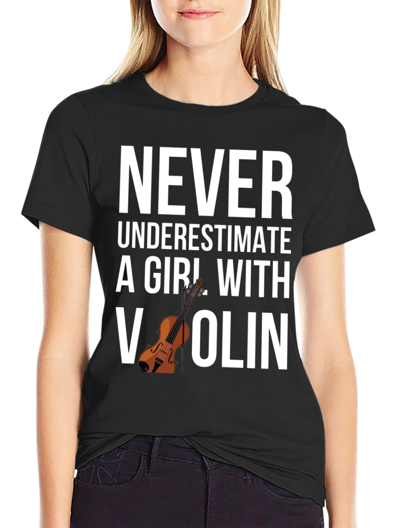 Never Underestimate a Girl with a Violin T-Shirt