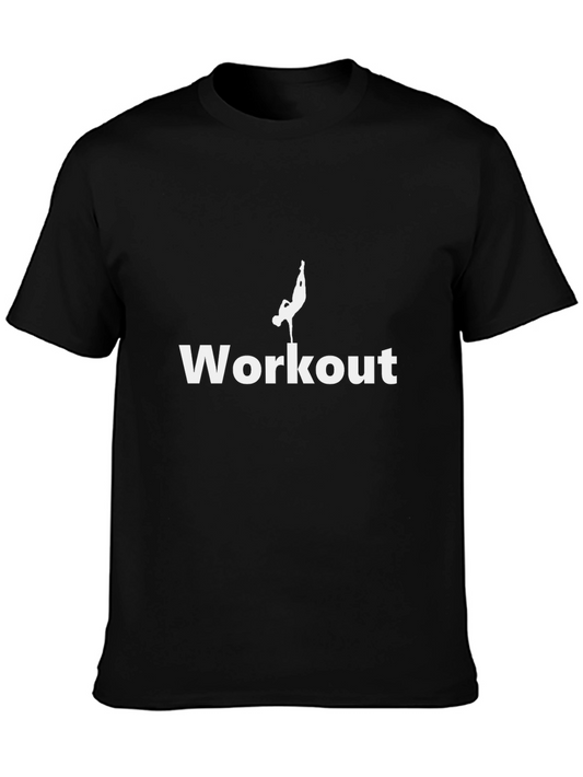 Workout Graphic Tee - Black Cotton Gym Shirt