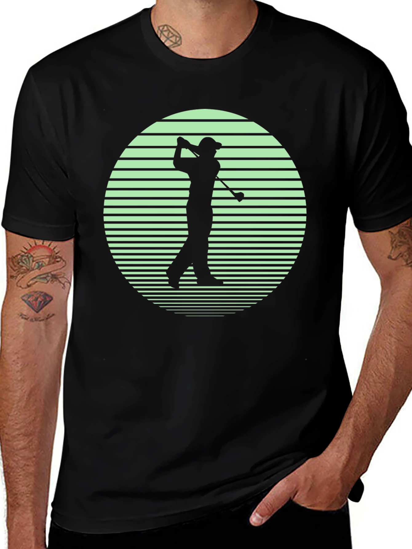 Golf Silhouette Graphic Tee - Retro Style T-Shirt