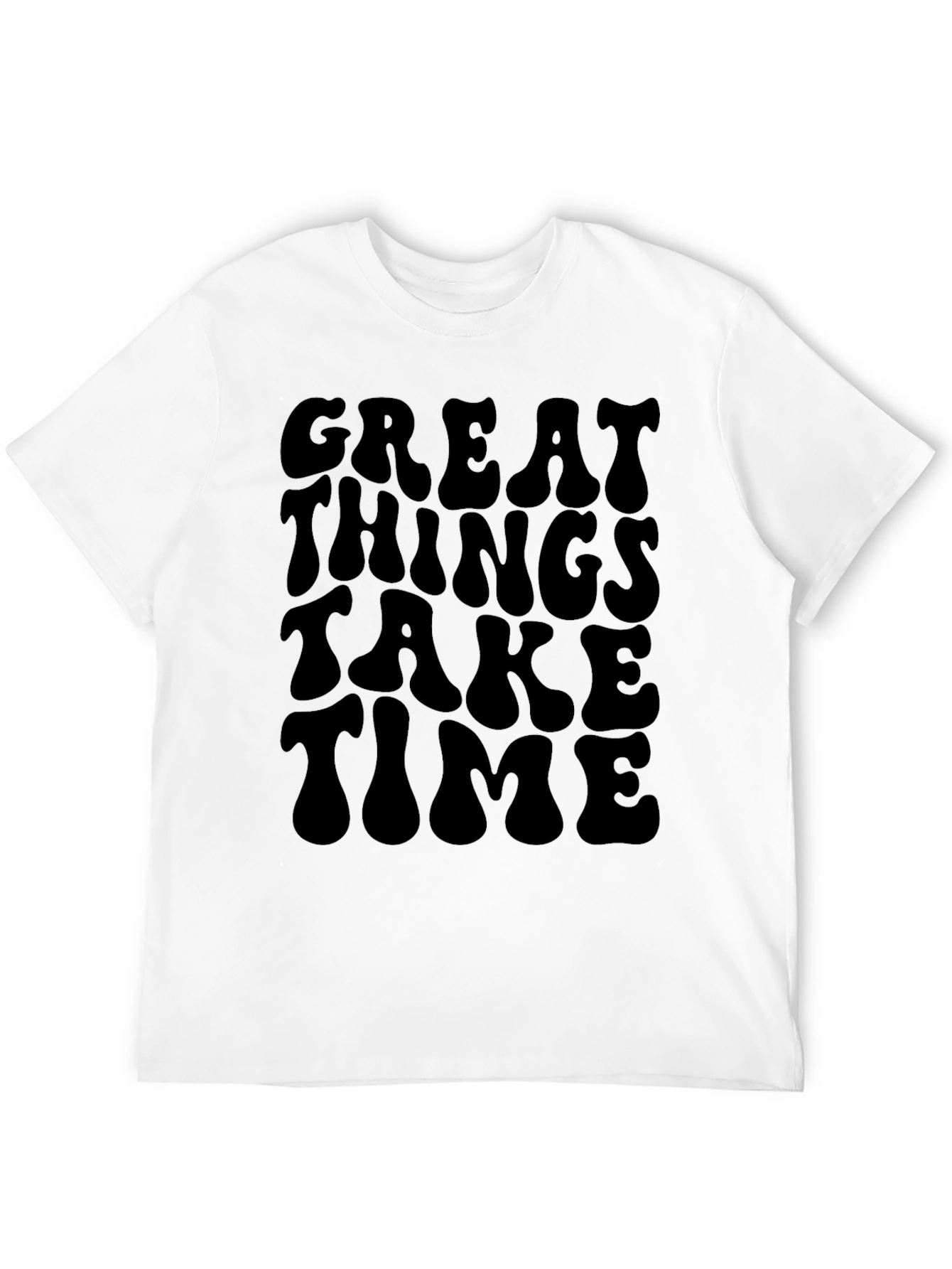 Retro Great Things Take Time Black T-Shirt