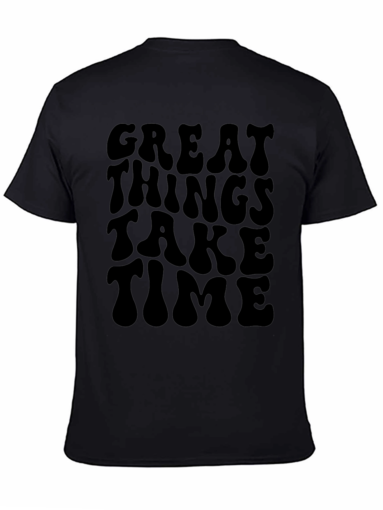 Retro Great Things Take Time Black T-Shirt