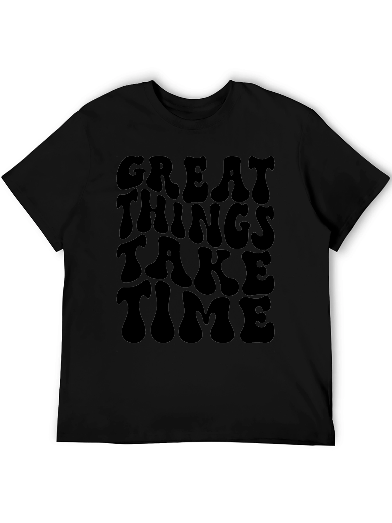 Retro Great Things Take Time Black T-Shirt
