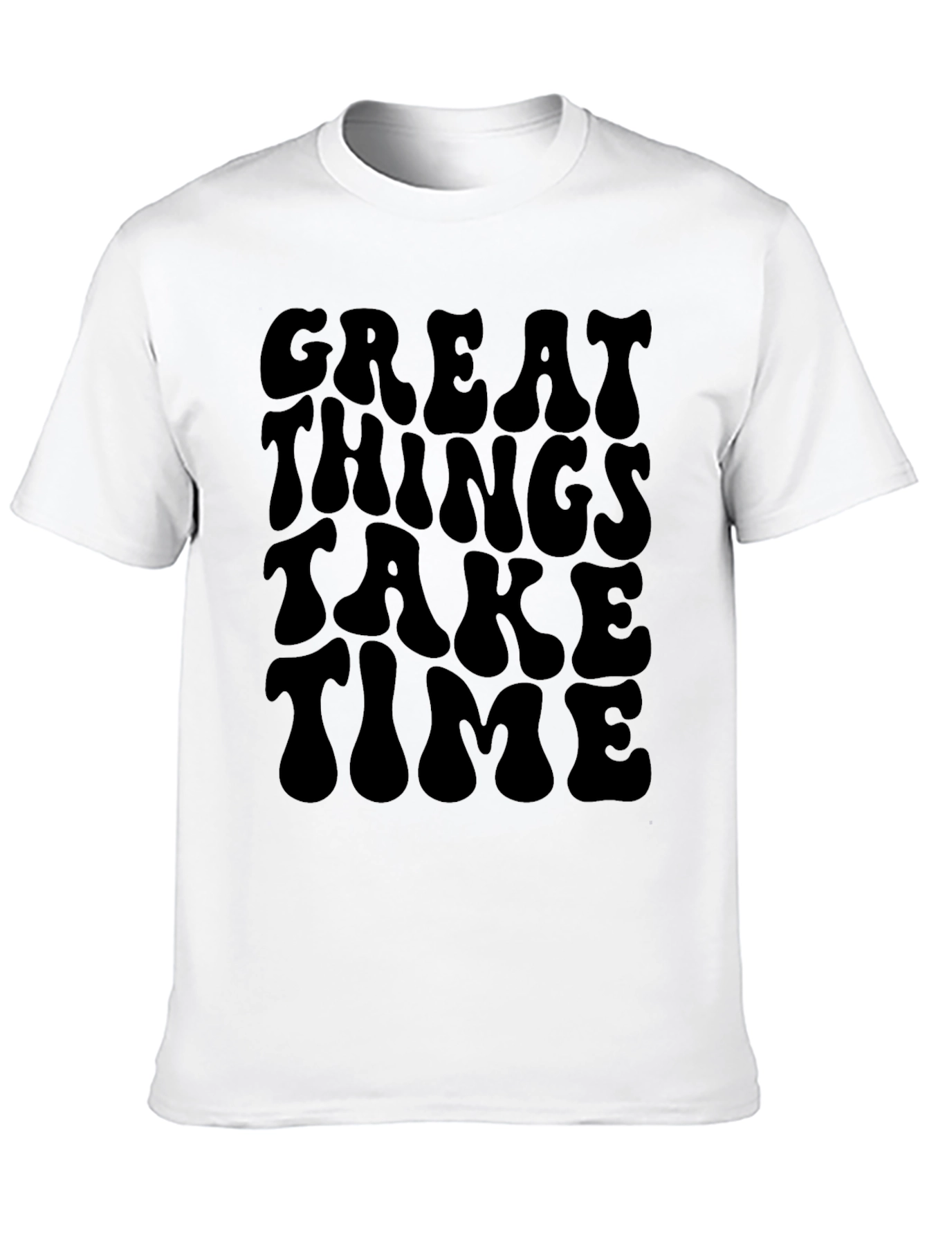 Retro Great Things Take Time Black T-Shirt