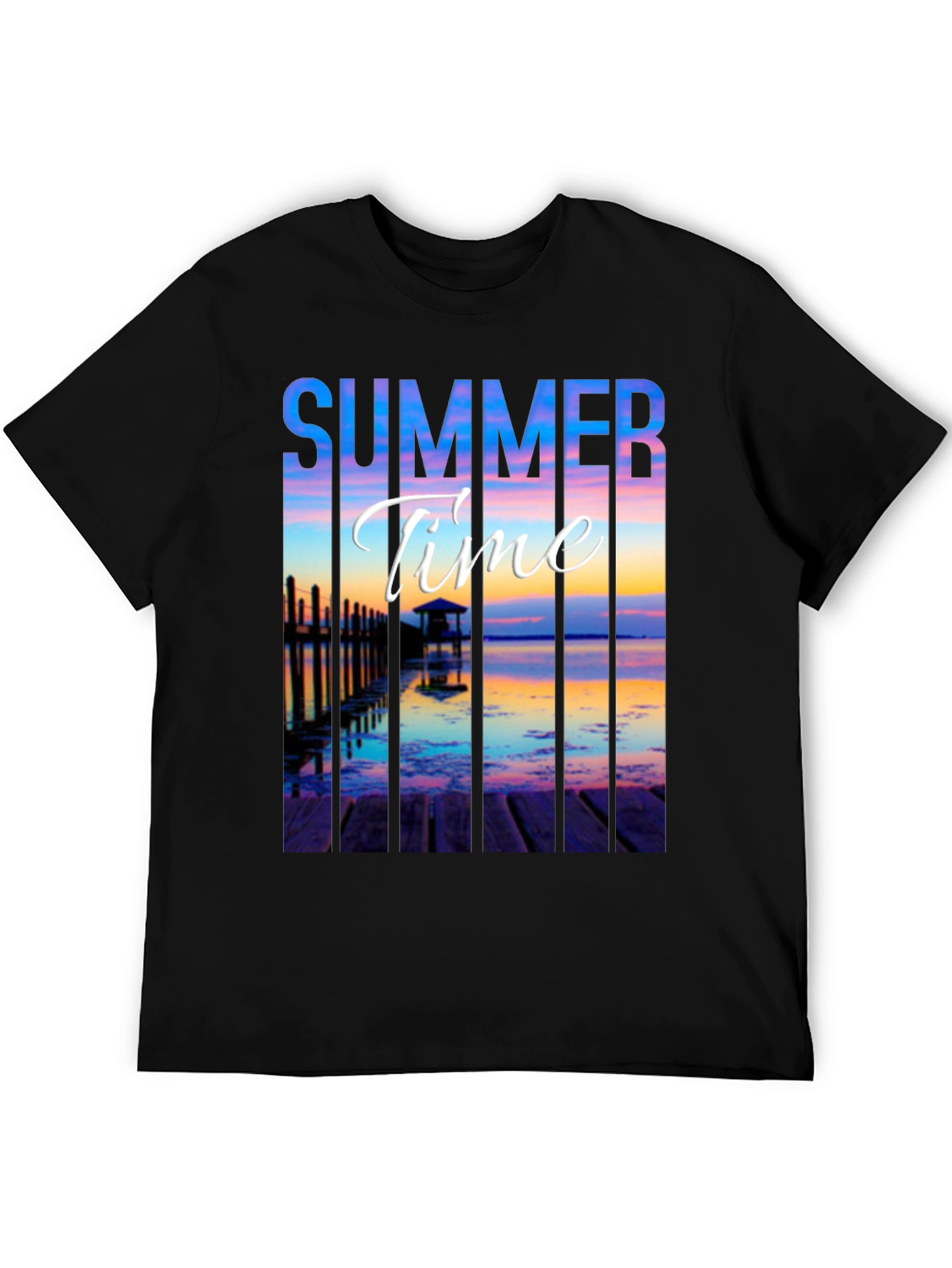 Summer Time Black Graphic T-Shirt