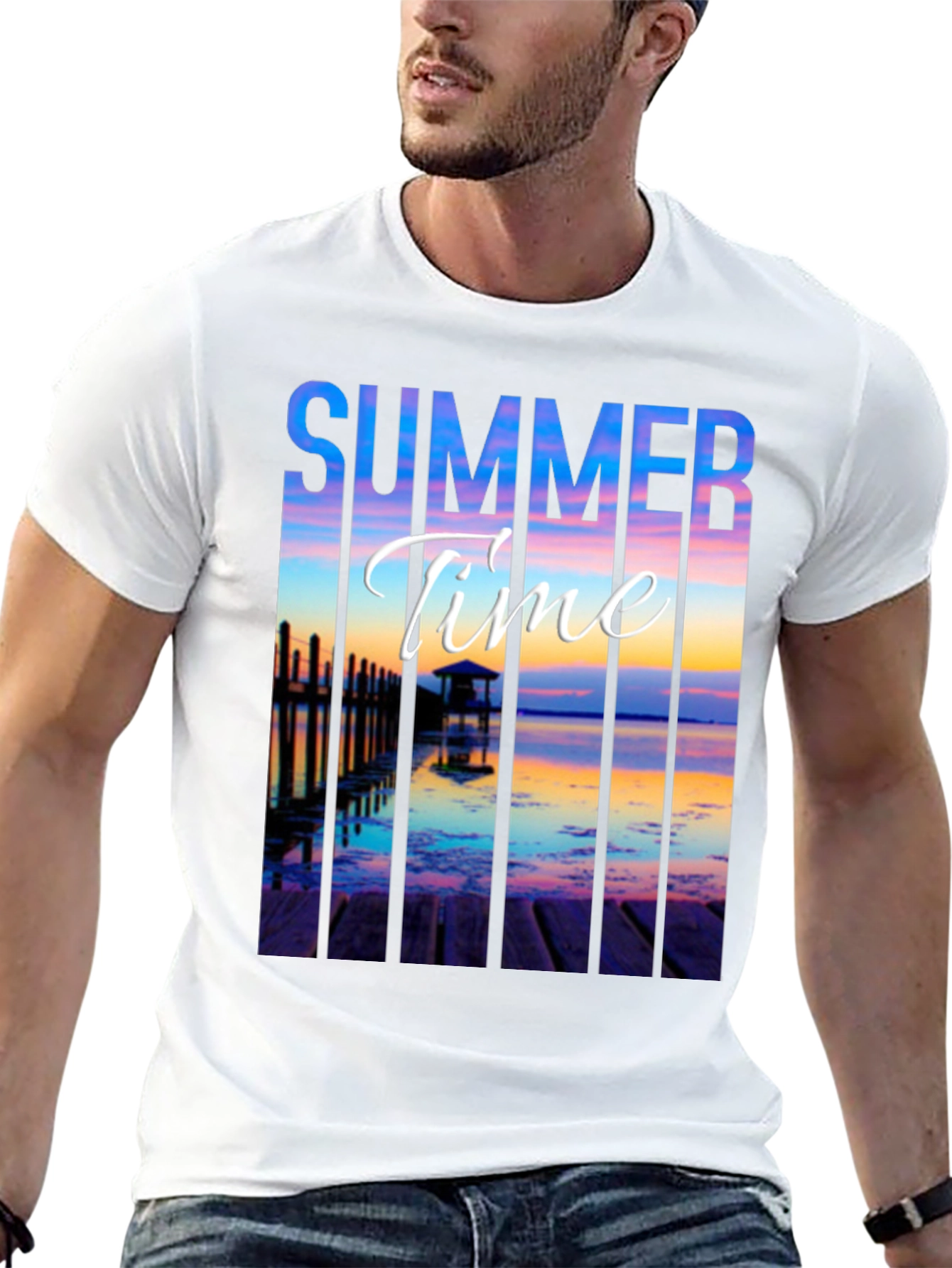 Summer Time Black Graphic T-Shirt