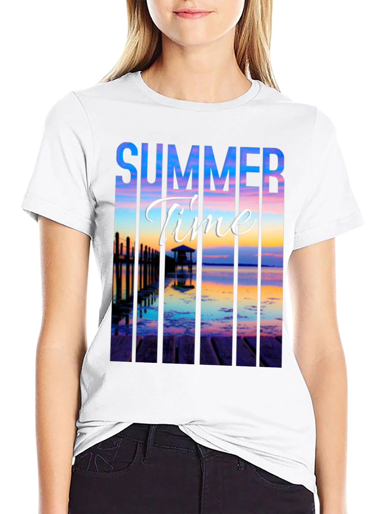 Summer Time Black Graphic T-Shirt