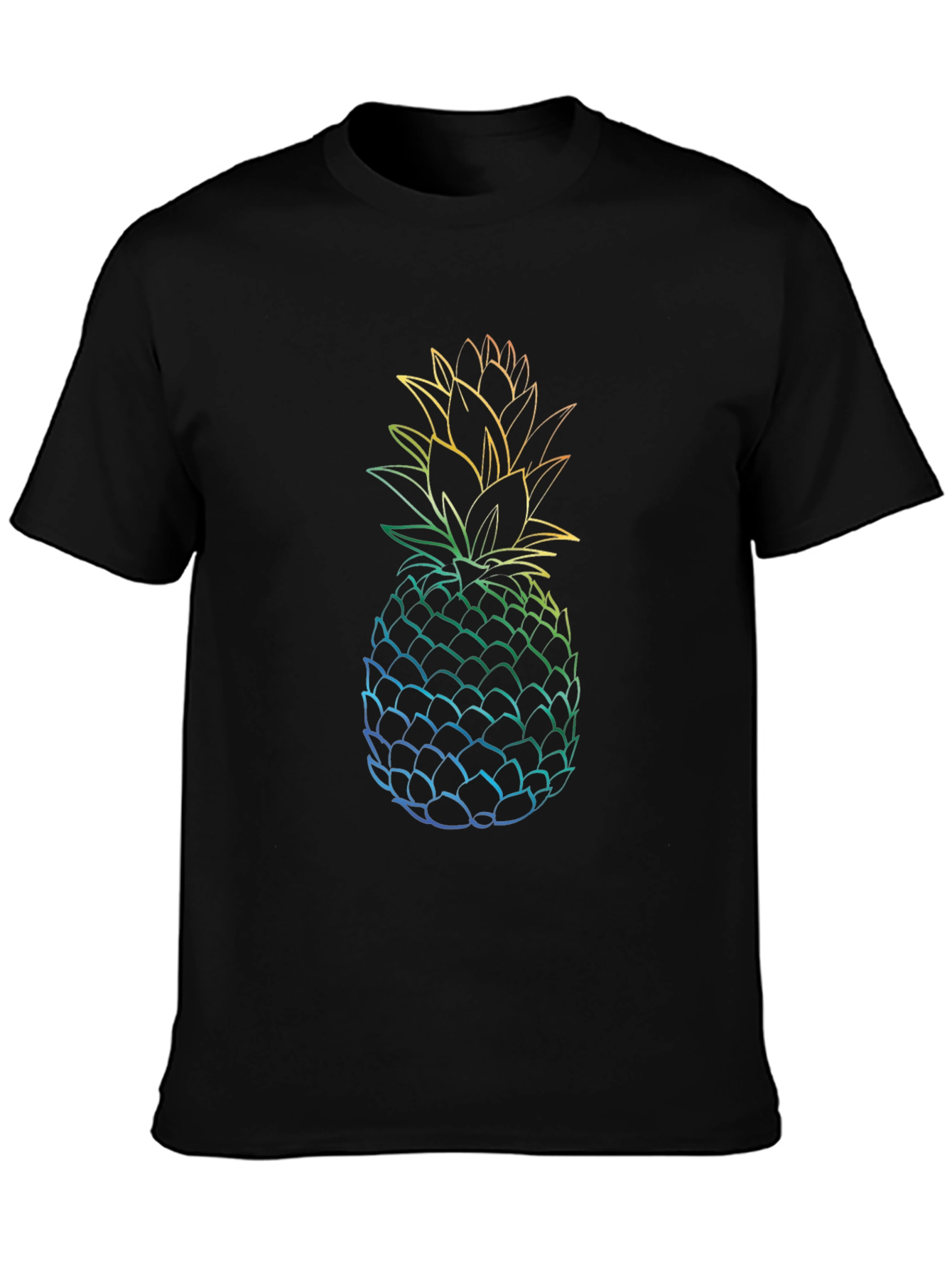 Rainbow Pineapple Graphic Tee - Black T-Shirt