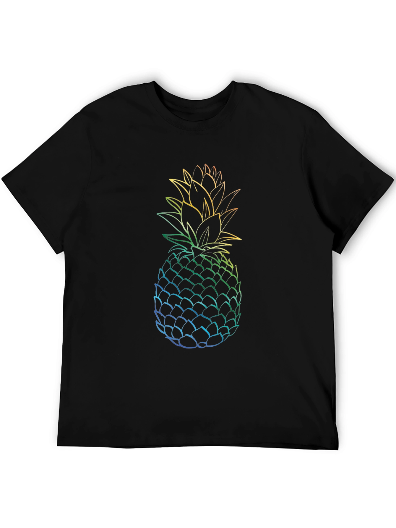 Rainbow Pineapple Graphic Tee - Black T-Shirt