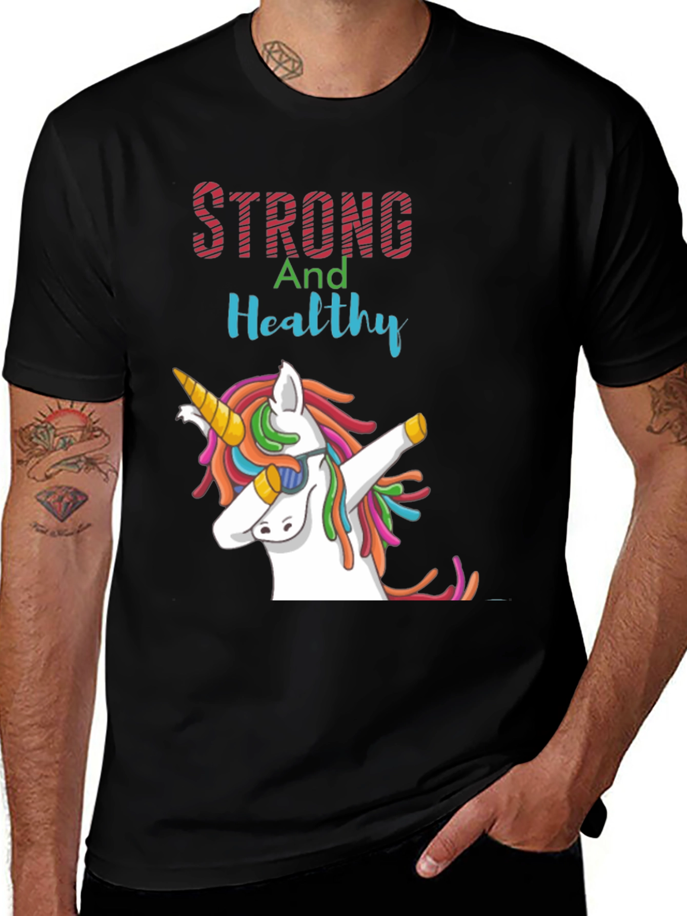 Strong and Healthy Unicorn Graphic Tee