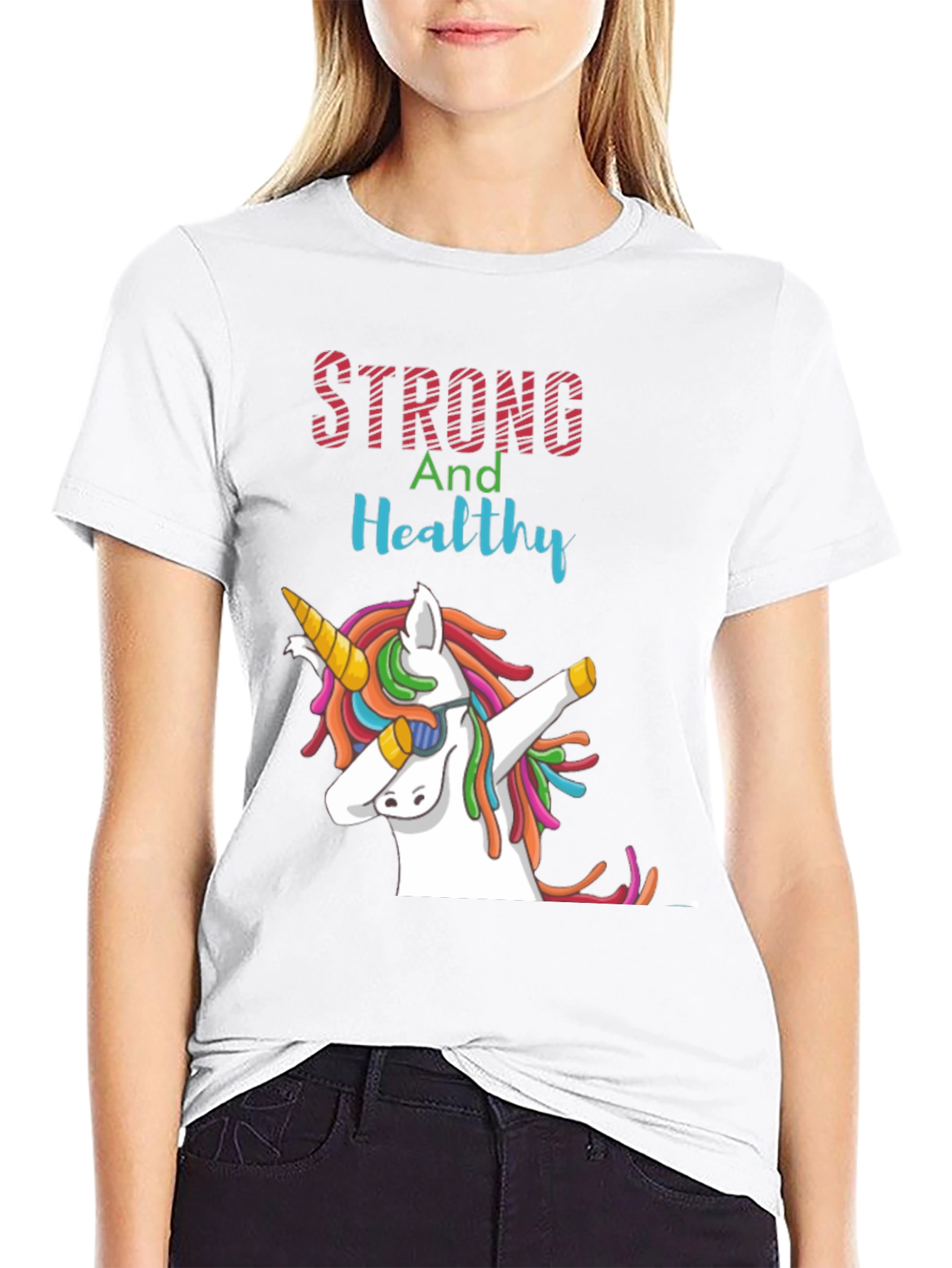 Strong and Healthy Unicorn Graphic Tee