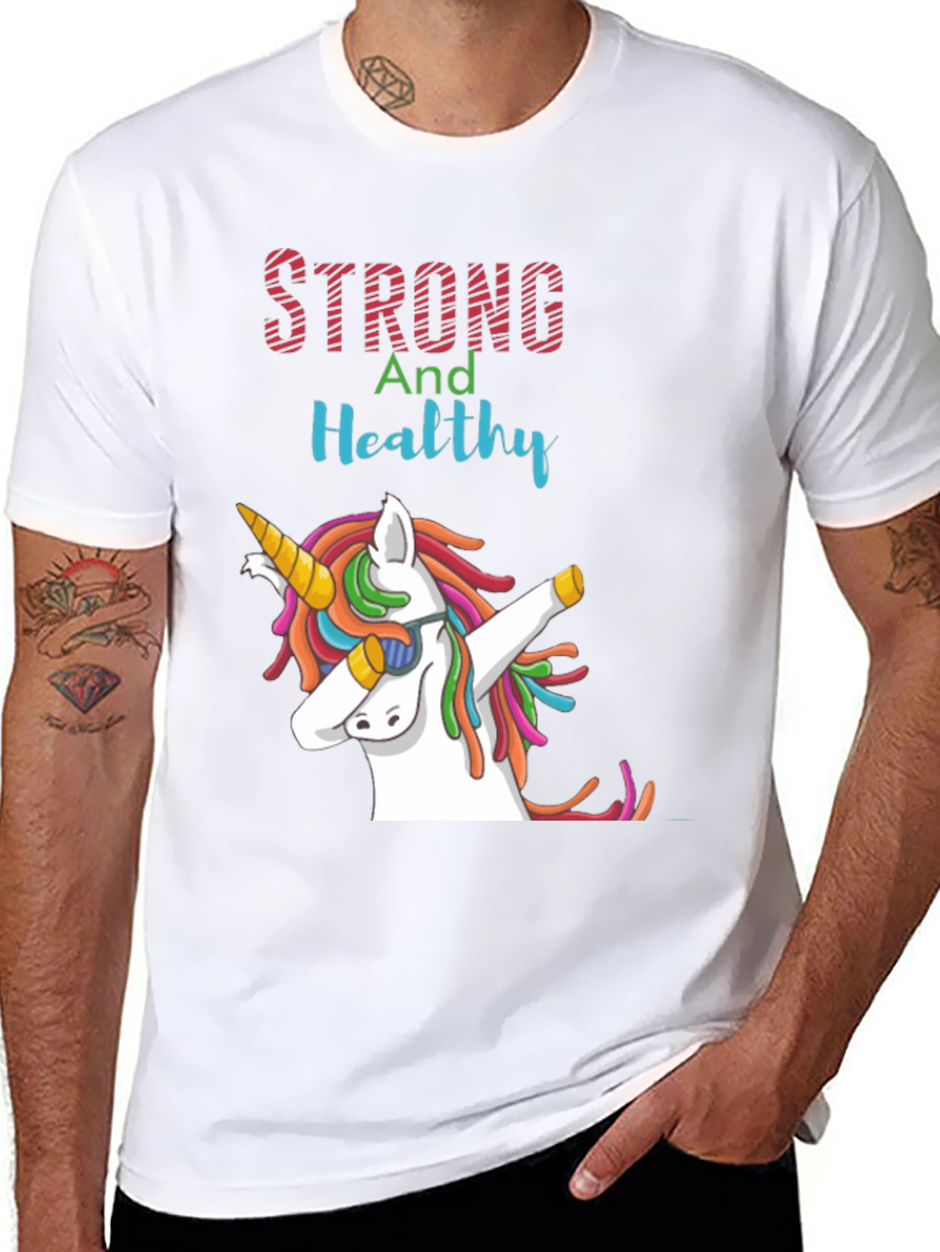 Strong and Healthy Unicorn Graphic Tee
