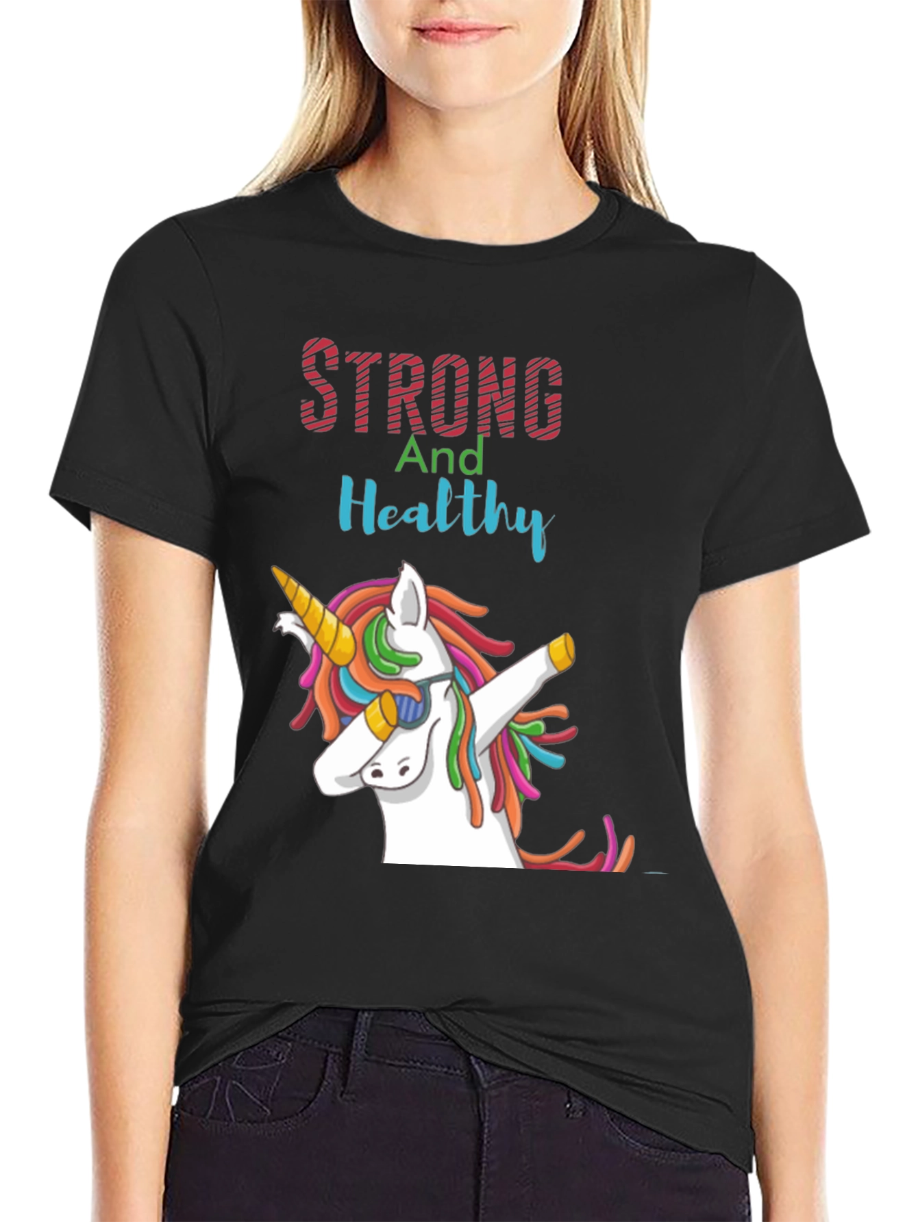 Strong and Healthy Unicorn Graphic Tee
