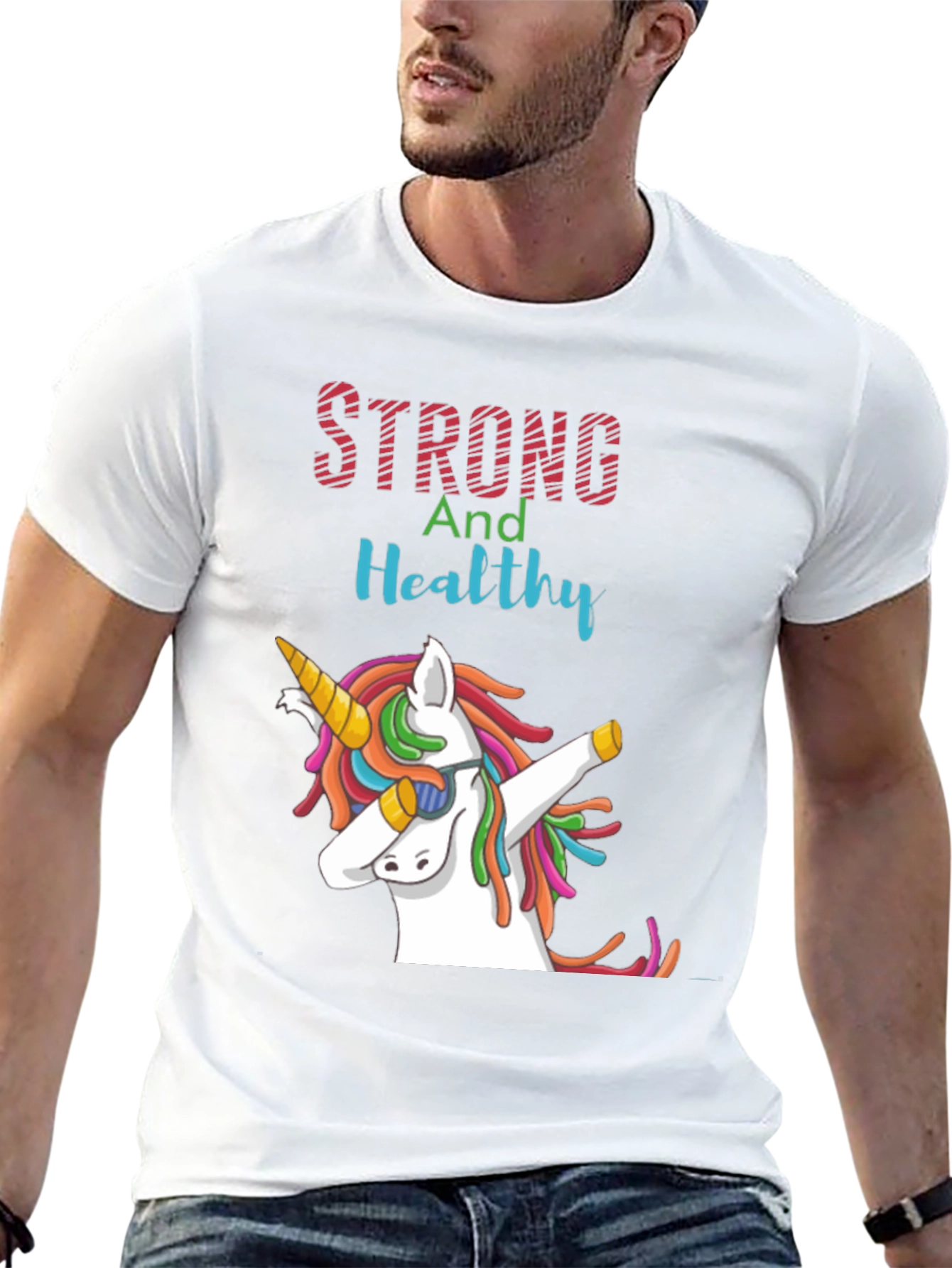 Strong and Healthy Unicorn Graphic Tee