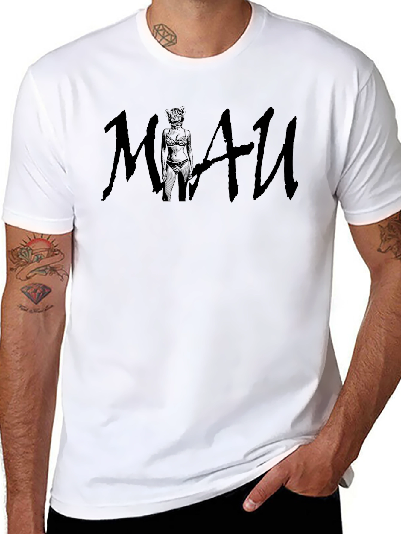 Mens Black MI4U Graphic Print T-Shirt