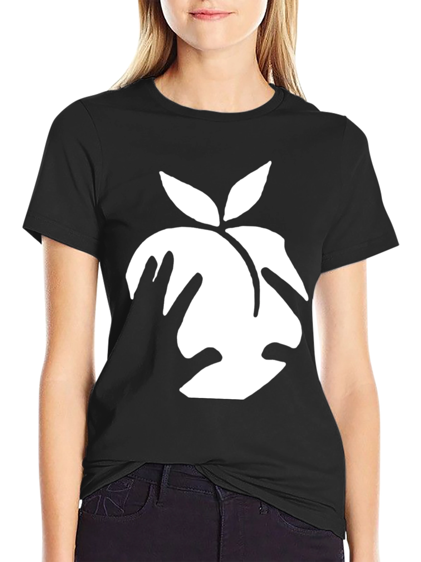 Peach Graphic Black T-Shirt - Soft Cotton Blend