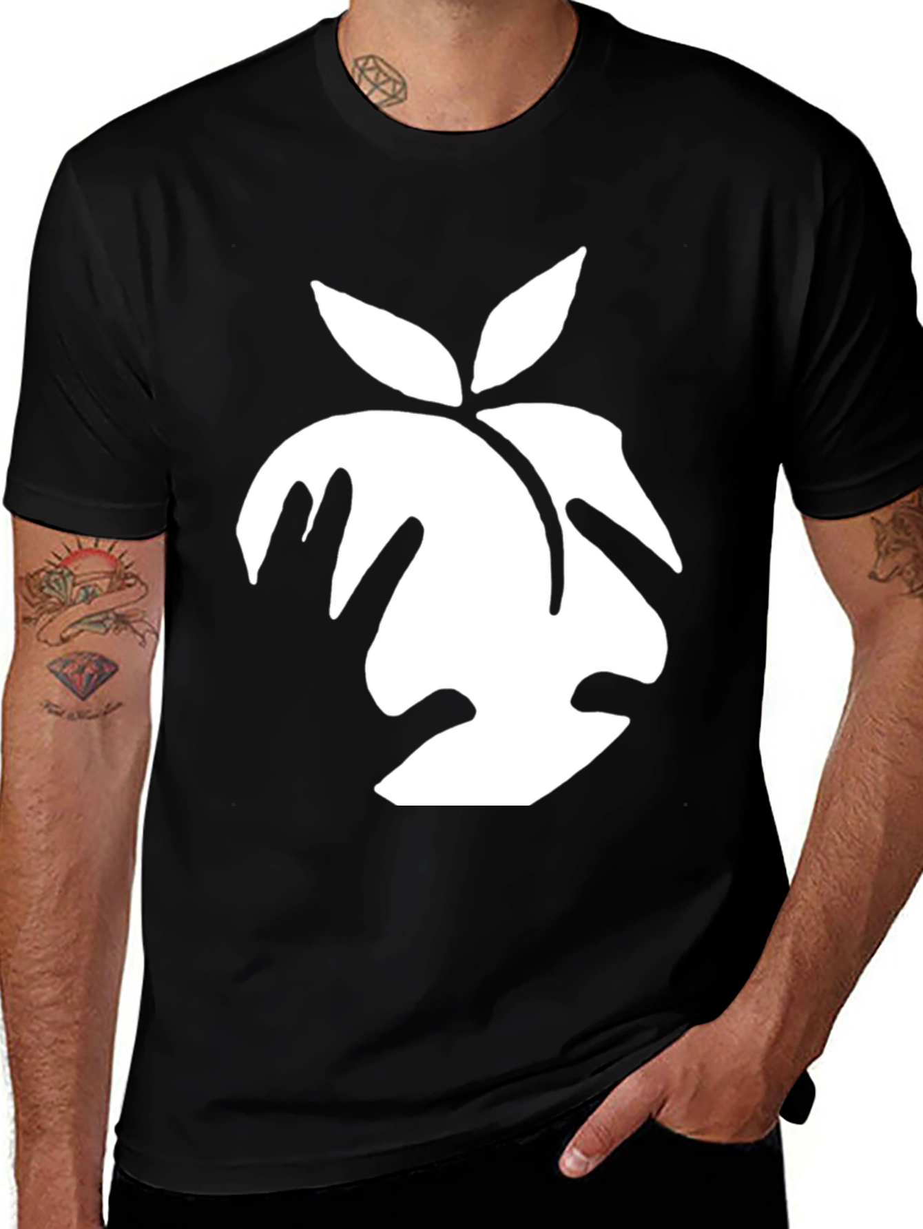 Peach Graphic Black T-Shirt - Soft Cotton Blend