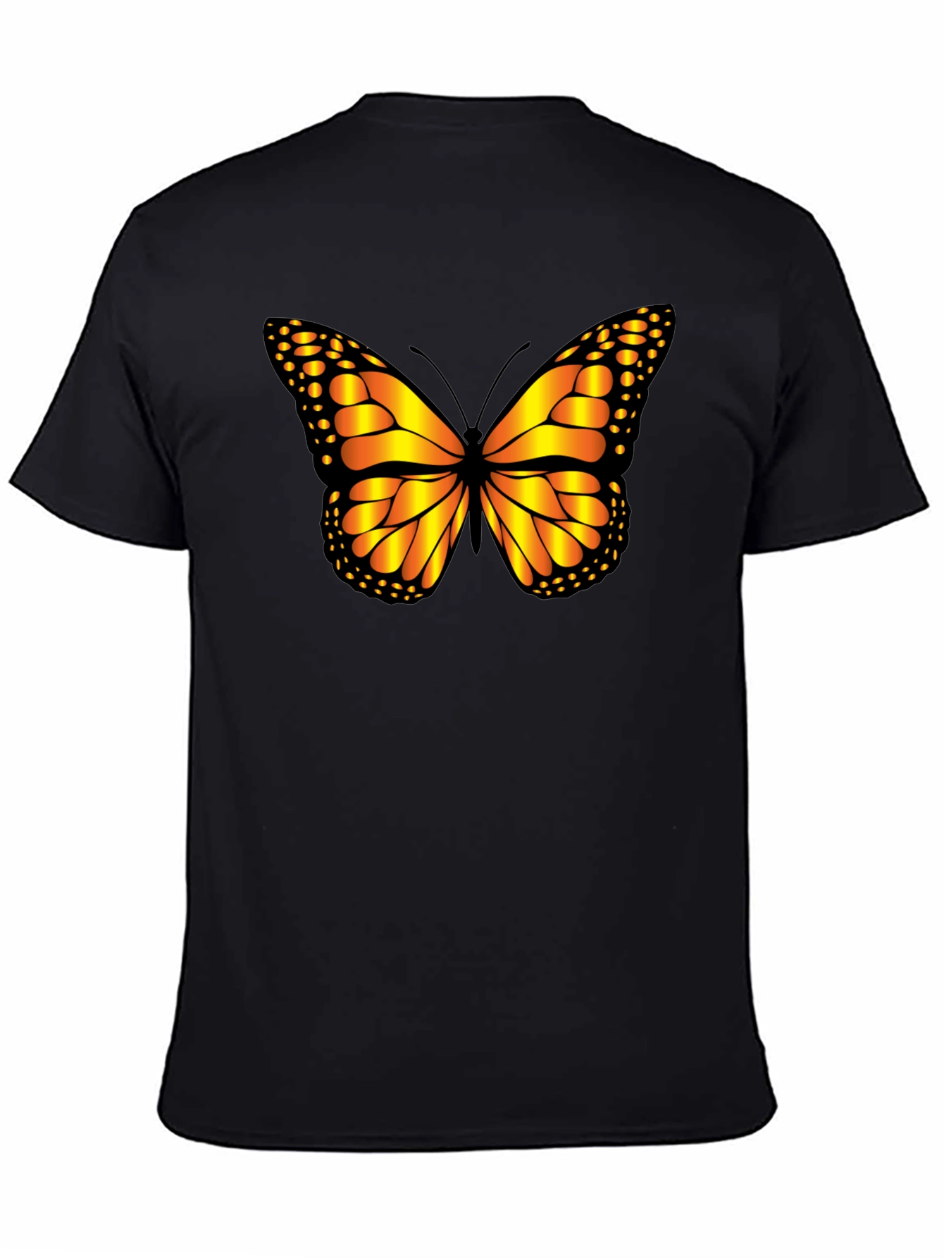 Butterfly Graphic Tee - Black Cotton Casual Shirt