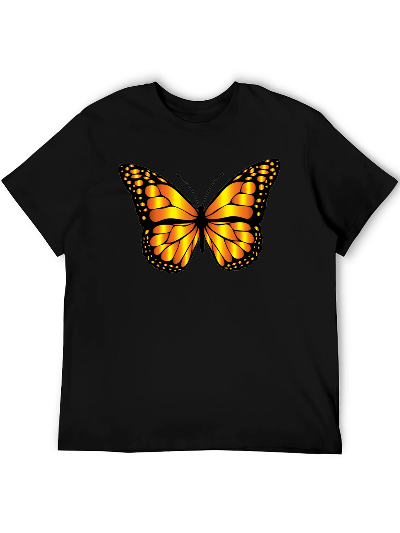 Butterfly Graphic Tee - Black Cotton Casual Shirt