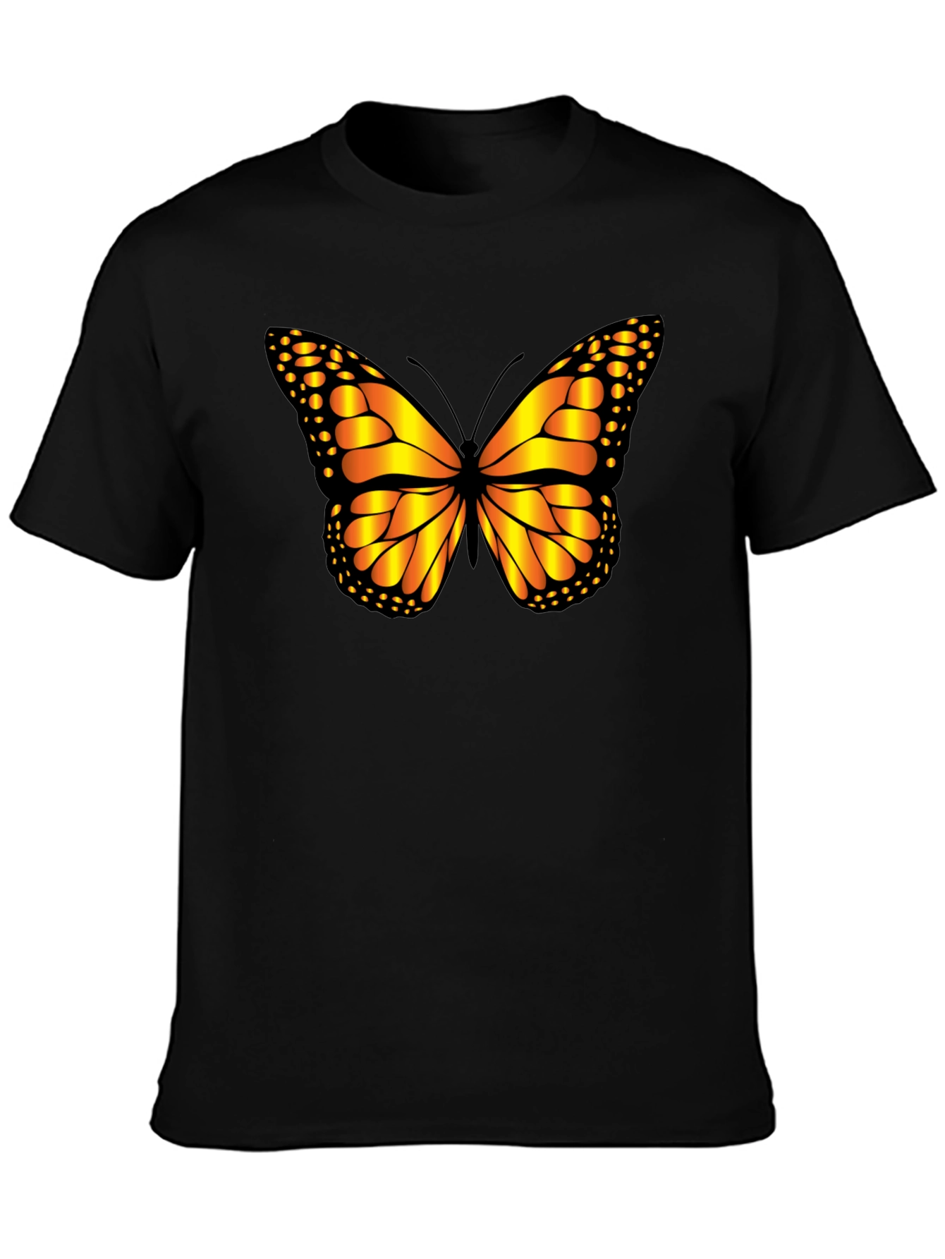 Butterfly Graphic Tee - Black Cotton Casual Shirt
