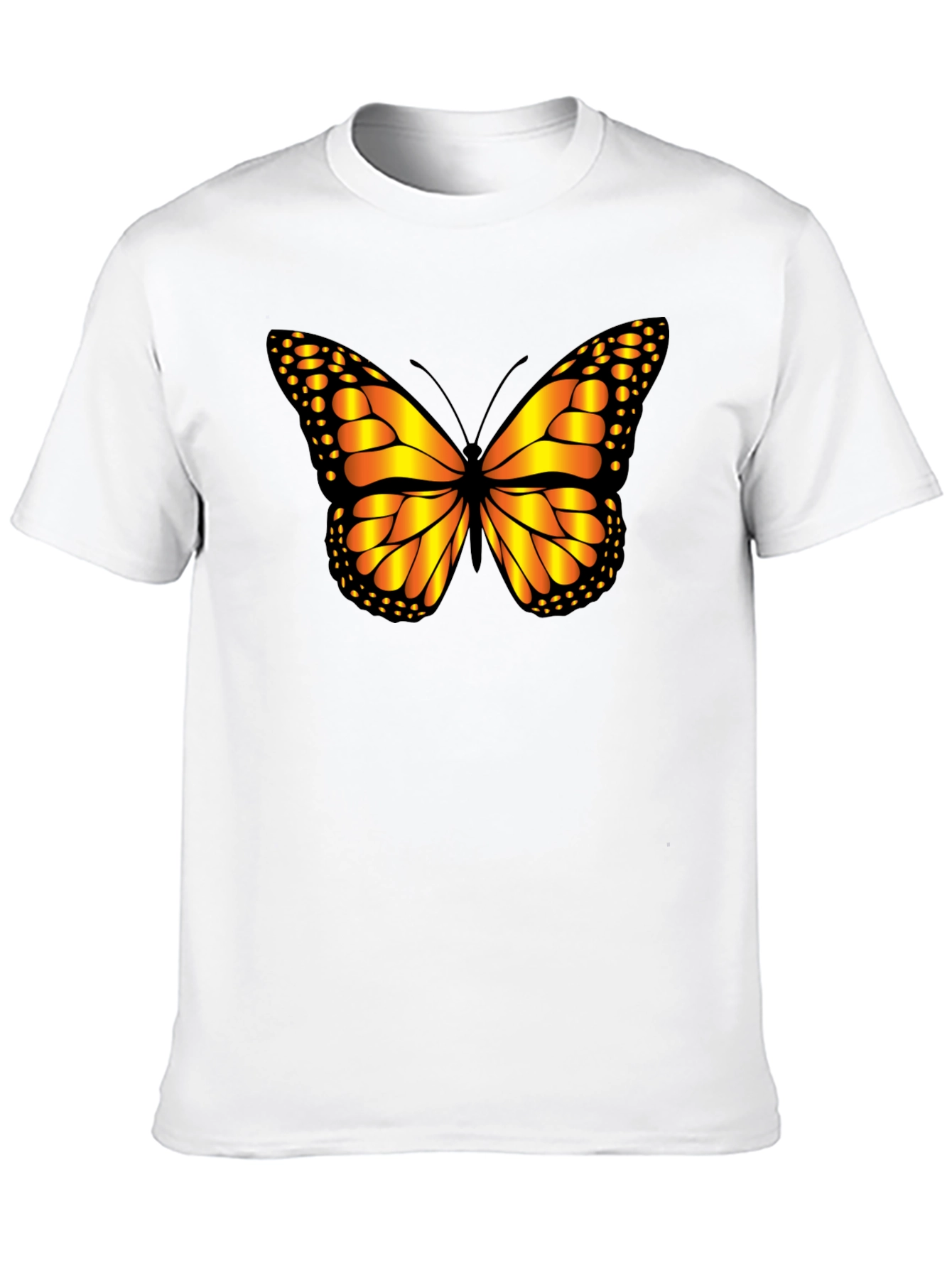 Butterfly Graphic Tee - Black Cotton Casual Shirt