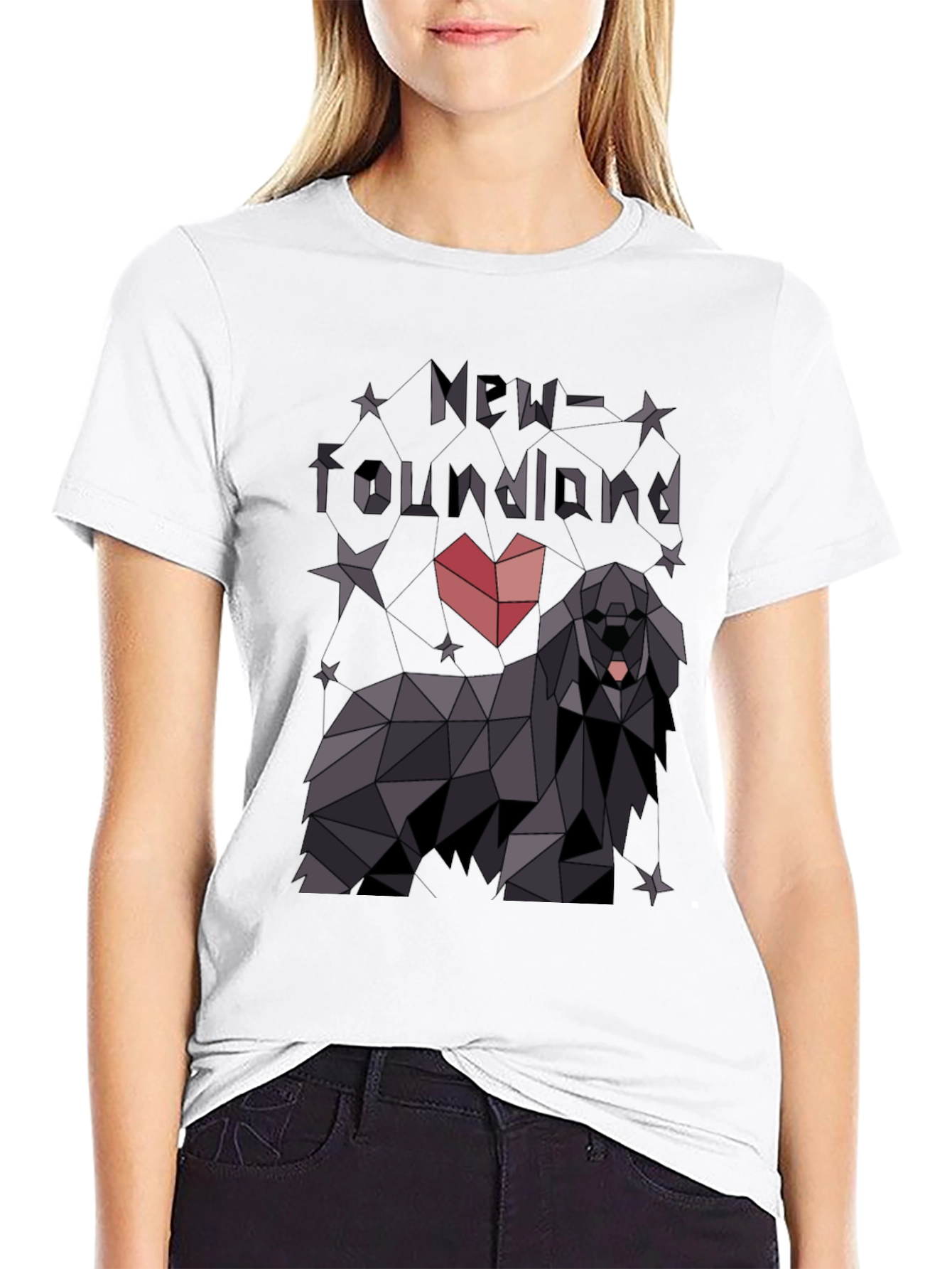 Geometric Newfoundland Dog T-Shirt - Modern Graphic Tee