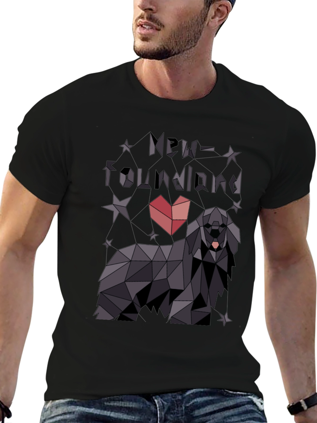 Geometric Newfoundland Dog T-Shirt - Modern Graphic Tee