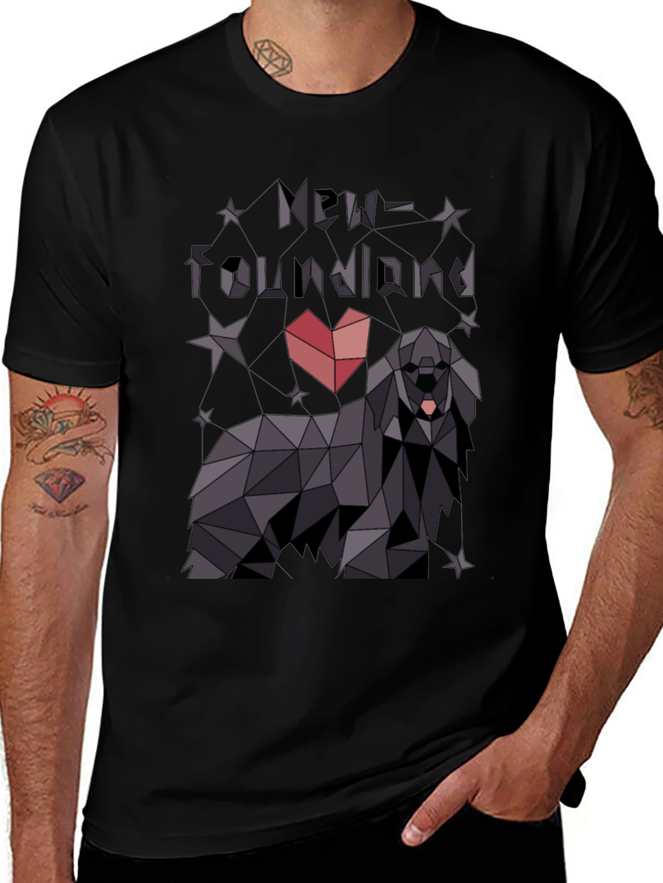 Geometric Newfoundland Dog T-Shirt - Modern Graphic Tee