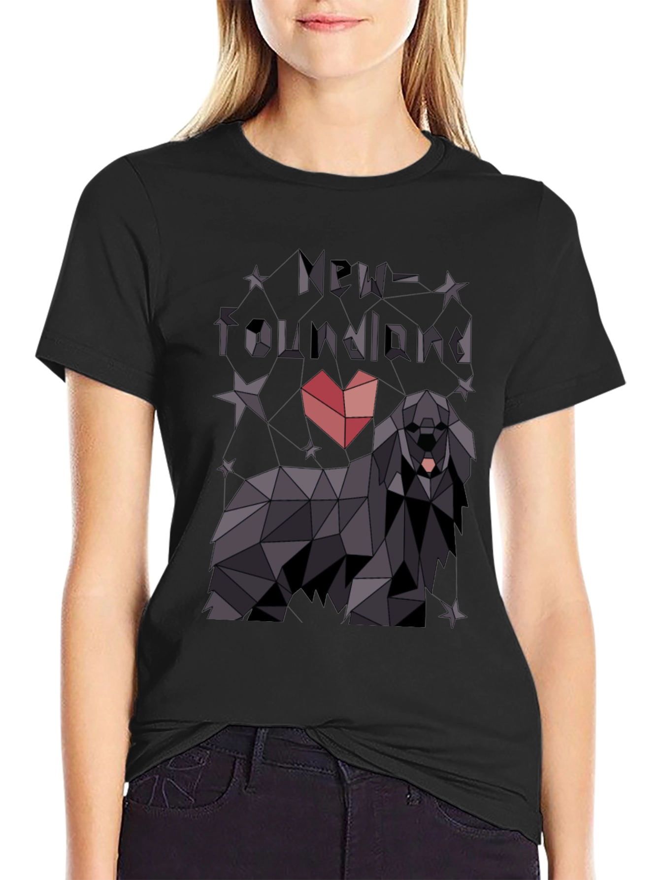 Geometric Newfoundland Dog T-Shirt - Modern Graphic Tee