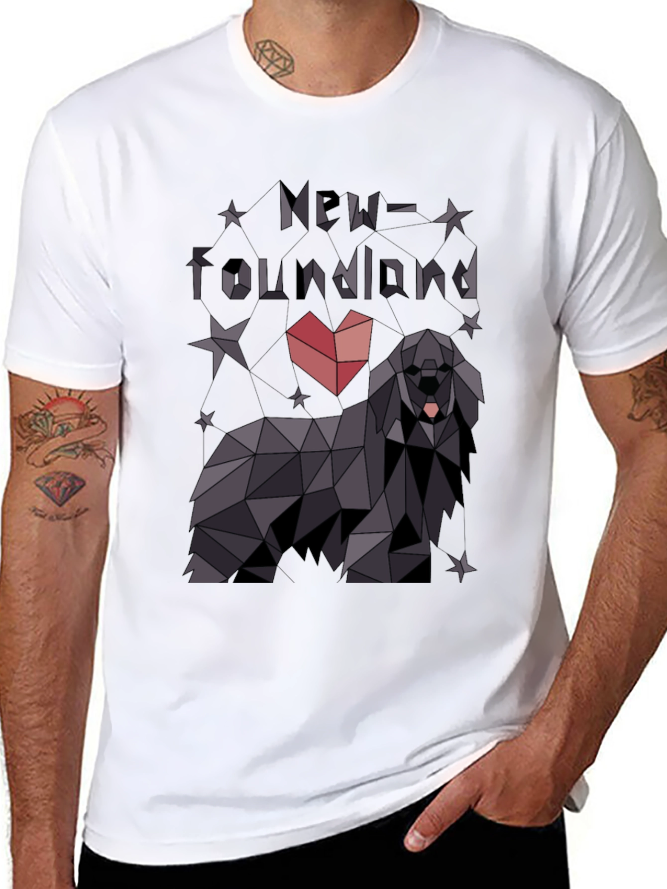 Geometric Newfoundland Dog T-Shirt - Modern Graphic Tee