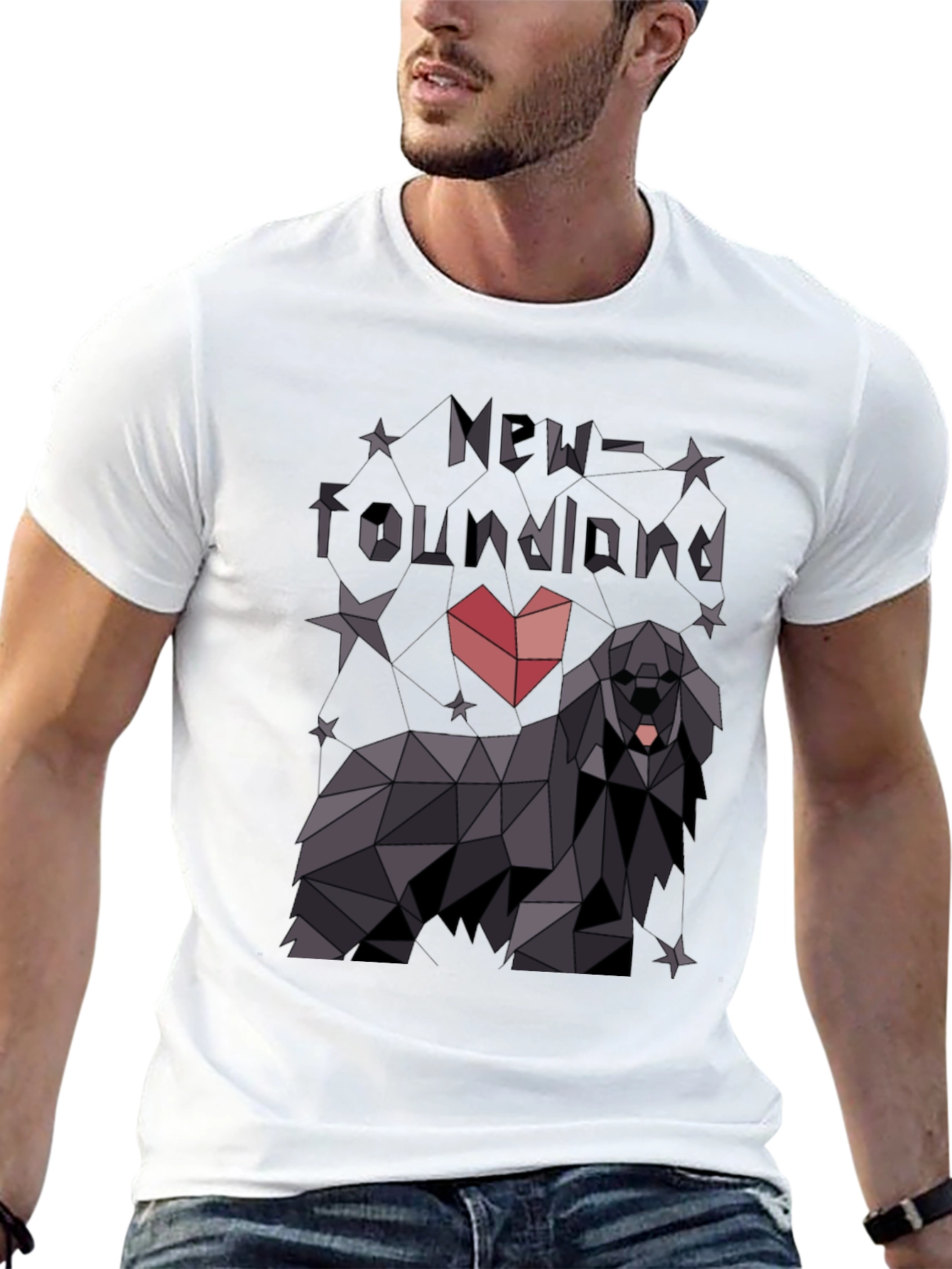 Geometric Newfoundland Dog T-Shirt - Modern Graphic Tee