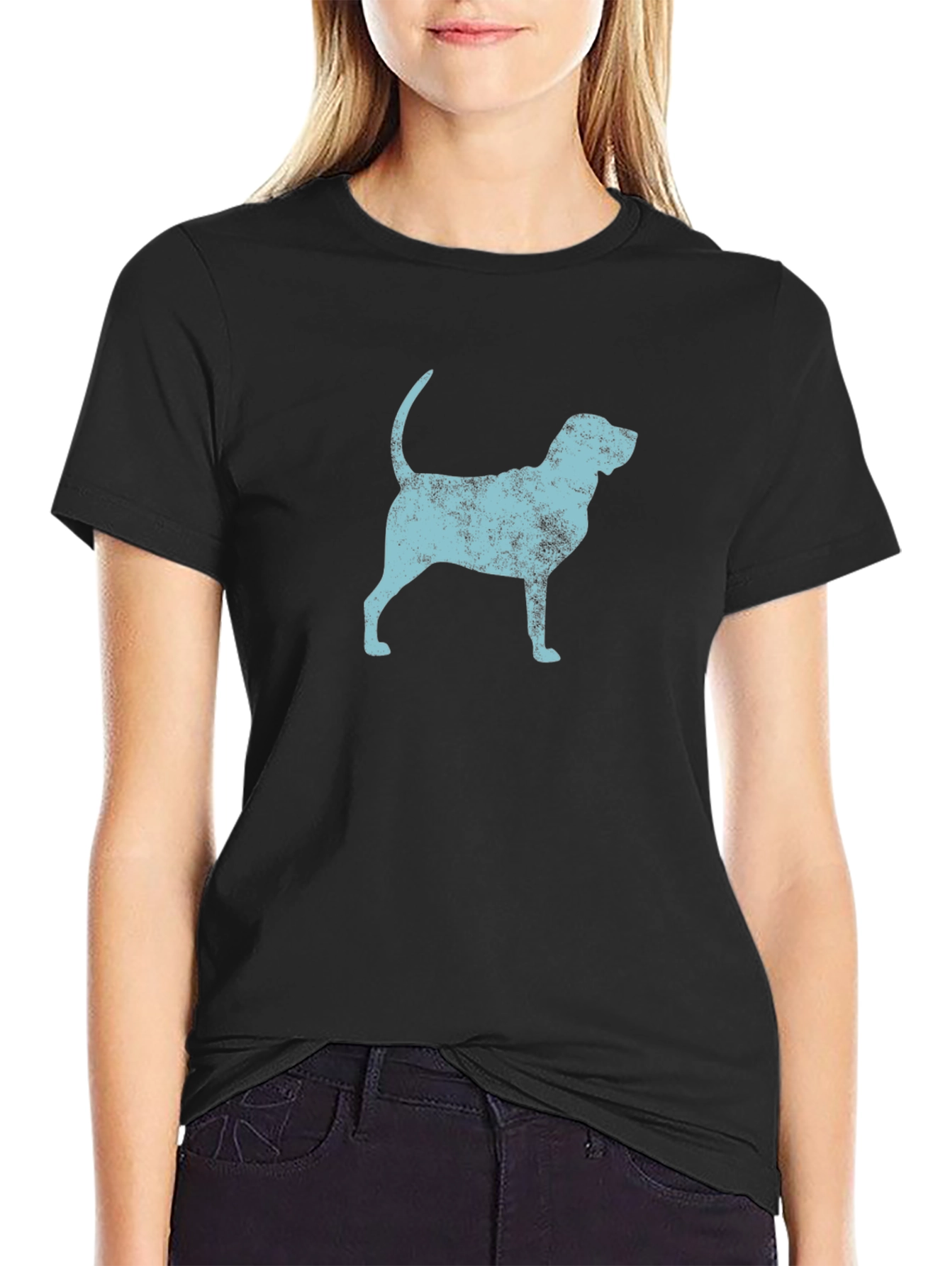 Dog Silhouette Graphic Black T-Shirt