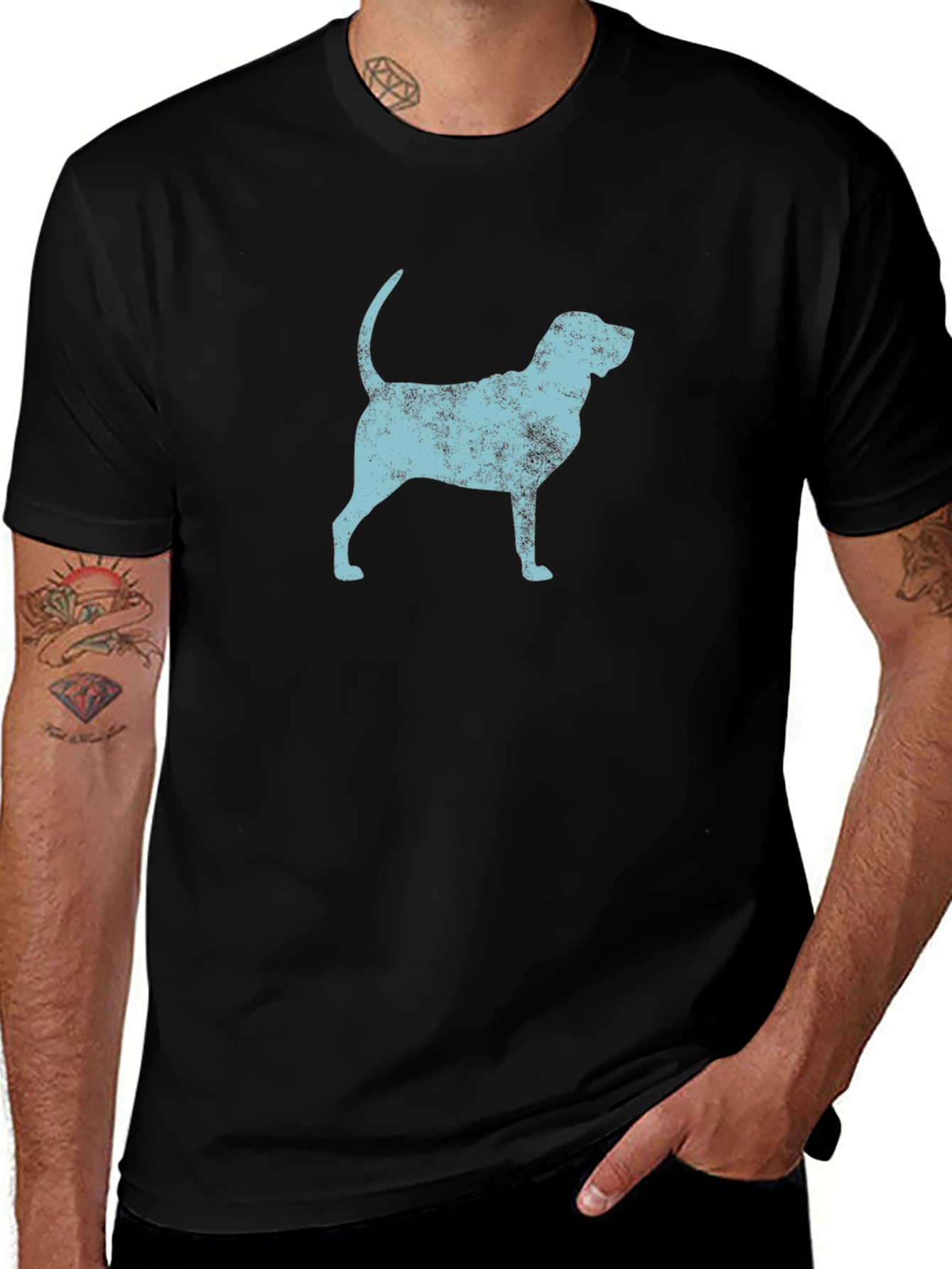 Dog Silhouette Graphic Black T-Shirt