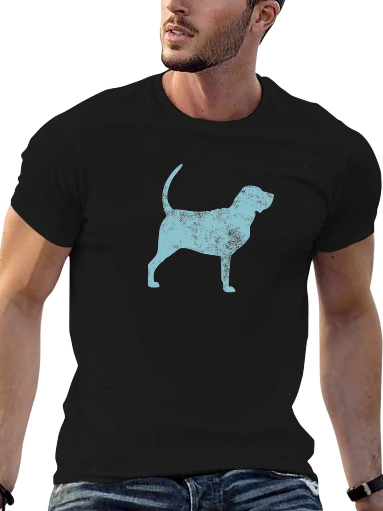 Dog Silhouette Graphic Black T-Shirt