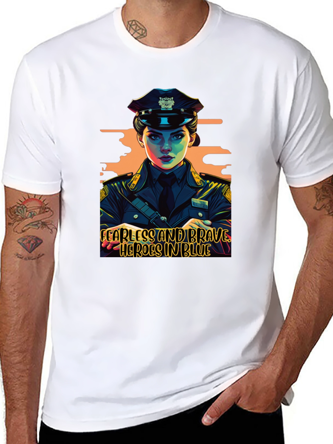 Fearless Heroes in Blue Graphic T-Shirt